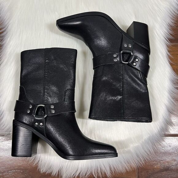 NEW Steve Madden Women's Size 6.5 M Black Leather Alessio Ankle‎ Boot Bootie - Picture 2 of 13